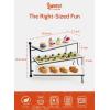 imageSweese 3 Tiered Serving Stand Foldable Rectangular Food Display Stand with White Porcelain Platters  Serving Trays Dessert Display Server for Brithday Party Valentines Day and Events