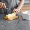 imageSweese Butter Dish with Lid Large Porcelain Keeper with Beech Wooden Lid for Countertop Perfect for East and West Coast Butter WhiteWhite
