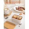 imageSweese Butter Dish with Lid Large Porcelain Keeper with Beech Wooden Lid for Countertop Perfect for East and West Coast Butter WhiteWhite