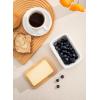 imageSweese Butter Dish with Lid Large Porcelain Keeper with Beech Wooden Lid for Countertop Perfect for East and West Coast Butter WhiteWhite