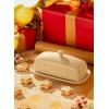 imageSweese Butter Dish with Lid Porcelain Butter Keeper 78 Inch Butter Holder with Handle Cover Butter Container Perfect for East West Coast Butter RedBeige