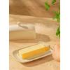 imageSweese Butter Dish with Lid Porcelain Butter Keeper 78 Inch Butter Holder with Handle Cover Butter Container Perfect for East West Coast Butter RedBeige