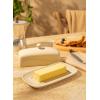 imageSweese Butter Dish with Lid Porcelain Butter Keeper 78 Inch Butter Holder with Handle Cover Butter Container Perfect for East West Coast Butter RedBeige