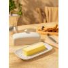 imageSweese Butter Dish with Lid Porcelain Butter Keeper 78 Inch Butter Holder with Handle Cover Butter Container Perfect for East West Coast Butter RedLight Gray