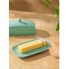 imageSweese Butter Dish with Lid Porcelain Butter Keeper 78 Inch Butter Holder with Handle Cover Butter Container Perfect for East West Coast Butter RedTurquoise