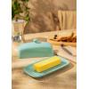 imageSweese Butter Dish with Lid Porcelain Butter Keeper 78 Inch Butter Holder with Handle Cover Butter Container Perfect for East West Coast Butter RedTurquoise