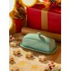 imageSweese Butter Dish with Lid Porcelain Butter Keeper 78 Inch Butter Holder with Handle Cover Butter Container Perfect for East West Coast Butter RedTurquoise