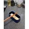 imageSweese Large Butter Dish  Airtight Butter Keeper Holds Up to 2 Sticks of Butter  Porcelain Container with Beech Wooden Lid WhiteNavy