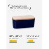 imageSweese Large Butter Dish  Airtight Butter Keeper Holds Up to 2 Sticks of Butter  Porcelain Container with Beech Wooden Lid WhiteNavy
