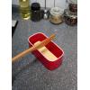 imageSweese Large Butter Dish  Airtight Butter Keeper Holds Up to 2 Sticks of Butter  Porcelain Container with Beech Wooden Lid WhiteRed
