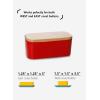 imageSweese Large Butter Dish  Airtight Butter Keeper Holds Up to 2 Sticks of Butter  Porcelain Container with Beech Wooden Lid WhiteRed
