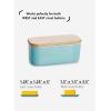 imageSweese Large Butter Dish  Airtight Butter Keeper Holds Up to 2 Sticks of Butter  Porcelain Container with Beech Wooden Lid WhiteTurquoise