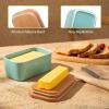 imageSweese Large Butter Dish  Airtight Butter Keeper Holds Up to 2 Sticks of Butter  Porcelain Container with Beech Wooden Lid WhiteTurquoise