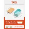 imageSweese Large Butter Dish  Airtight Butter Keeper Holds Up to 2 Sticks of Butter  Porcelain Container with Beech Wooden Lid WhiteTurquoise