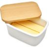 imageSweese Large Butter Dish  Airtight Butter Keeper Holds Up to 2 Sticks of Butter  Porcelain Container with Beech Wooden Lid WhiteWhite