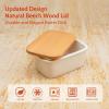 imageSweese Large Butter Dish  Airtight Butter Keeper Holds Up to 2 Sticks of Butter  Porcelain Container with Beech Wooden Lid WhiteWhite
