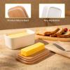 imageSweese Large Butter Dish  Airtight Butter Keeper Holds Up to 2 Sticks of Butter  Porcelain Container with Beech Wooden Lid WhiteWhite