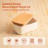 imageSweese Large Butter Dish  Airtight Butter Keeper Holds Up to 2 Sticks of Butter  Porcelain Container with Beech Wooden Lid WhiteWhite