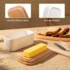 imageSweese Large Butter Dish  Airtight Butter Keeper Holds Up to 2 Sticks of Butter  Porcelain Container with Beech Wooden Lid WhiteWhite