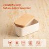 imageSweese Large Butter Dish  Airtight Butter Keeper Holds Up to 2 Sticks of Butter  Porcelain Container with Beech Wooden Lid WhiteWhite