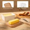 imageSweese Large Butter Dish  Airtight Butter Keeper Holds Up to 2 Sticks of Butter  Porcelain Container with Beech Wooden Lid WhiteWhite