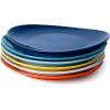 imageSweese Porcelain 78 Inch Dessert Plates Set of 6  White Salad Plates Appetizer Plates Small Plates  Dishwasher Microwave Oven Safe Smooth Glaze Scratch ResistantRainbow Palette
