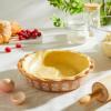 imageSweese Porcelain Deep Fluted Pie Dish for Baking  9 inch Porcelain Pie Plate for Apple Quiche Pot Pies Tart  Leaf  BrownBrown