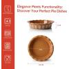imageSweese Porcelain Deep Fluted Pie Dish for Baking  9 inch Porcelain Pie Plate for Apple Quiche Pot Pies Tart  Leaf  BrownBrown