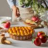 imageSweese Porcelain Deep Fluted Pie Dish for Baking  9 inch Porcelain Pie Plate for Apple Quiche Pot Pies Tart  Leaf  BrownBrown