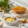 imageSweese Porcelain Deep Fluted Pie Dish for Baking  9 inch Porcelain Pie Plate for Apple Quiche Pot Pies Tart  Leaf  BrownWhite