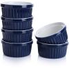 imageSweese Porcelain Souffle Dishes Ramekins  8 Ounce for Souffle Creme Brulee and Ice Cream  Set of 6 TurquoiseNavy