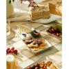 imageSweese Serving Platters Porcelain Vanilla White with Brown Trim Serving Trays for Parties Food and Turkey Large Rectangular Plates  155 Inch Set of 4138 Inch