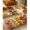 imageSweese Serving Platters Porcelain Vanilla White with Brown Trim Serving Trays for Parties Food and Turkey Large Rectangular Plates  155 Inch Set of 4155 Inch