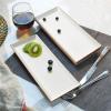 imageSweese Serving Platters Porcelain Vanilla White with Brown Trim Serving Trays for Parties Food and Turkey Large Rectangular Plates  155 Inch Set of 4138 Inch