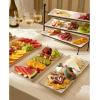 imageSweese Serving Platters Porcelain Vanilla White with Brown Trim Serving Trays for Parties Food and Turkey Large Rectangular Plates  155 Inch Set of 4138 Inch