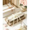 imageSweese Serving Platters Porcelain Vanilla White with Brown Trim Serving Trays for Parties Food and Turkey Large Rectangular Plates  155 Inch Set of 4138 Inch