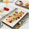 imageSweese Serving Platters Porcelain Vanilla White with Brown Trim Serving Trays for Parties Food and Turkey Large Rectangular Plates  155 Inch Set of 4155 Inch