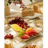 imageSweese Serving Platters Porcelain Vanilla White with Brown Trim Serving Trays for Parties Food and Turkey Large Rectangular Plates  155 Inch Set of 4155 Inch