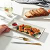 imageSweese Serving Platters Porcelain Vanilla White with Brown Trim Serving Trays for Parties Food and Turkey Large Rectangular Plates  155 Inch Set of 4138 Inch