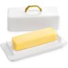 imageSweese Butter Dish with Lid for Countertop  Butter Container  Butter Saver 4oz Beautiful Small Butter Tray for East West Coast Butter Fridge Dishwasher SafeWhite