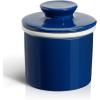 imageSweese French Butter Dish  Butter Crock for Counter with Water Line for Fresh Spreadable Butter  French Butter Keeper with Lid  Housewarming Gift For The One Who Has It All  WhiteNavy