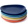 imageSweese Porcelain 78 Inch Dessert Plates Set of 6  White Salad Plates Appetizer Plates Small Plates  Dishwasher Microwave Oven Safe Smooth Glaze Scratch ResistantRainbow Palette