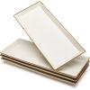imageSweese Serving Platters Porcelain Vanilla White with Brown Trim Serving Trays for Parties Food and Turkey Large Rectangular Plates  155 Inch Set of 4138 Inch