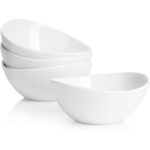 imageSweese 8 Inch Porcelain 42 oz Serving Bowls Set of 4 for Salad  Soup  Snacks  Pasta  Microwave Dishwasher and Oven Safe  WhiteWhite