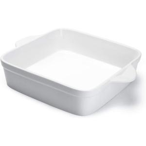 imageSweese 8x8 inch Square Porcelain Baking Dish with Double Handles  NonStick Oven Casserole Pan for Brownie Lasagna Roasting  Great for Serving or CookingWhite