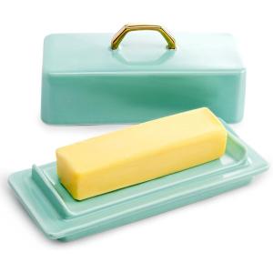 imageSweese Butter Dish with Lid for Countertop  Butter Container  Butter Saver 4oz Beautiful Small Butter Tray for East West Coast Butter Fridge Dishwasher SafeMint Green