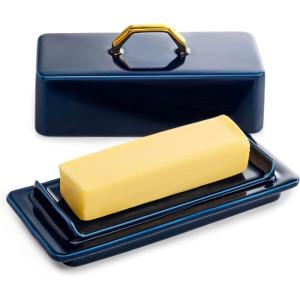 imageSweese Butter Dish with Lid for Countertop  Butter Container  Butter Saver 4oz Beautiful Small Butter Tray for East West Coast Butter Fridge Dishwasher SafeNavy