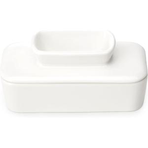 imageSweese Butter Dish with Lid for Countertop French Butter Keeper to Leave On Counter with Water Line Porcelain Butter Dish Butter Holder and Container Great for Kitchen Farmhouse Decor White12512550 Inch