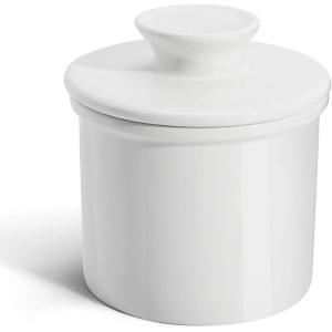 imageSweese French Butter Dish  Butter Crock for Counter with Water Line for Fresh Spreadable Butter  French Butter Keeper with Lid  Housewarming Gift For The One Who Has It All  WhiteWhite