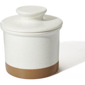 imageSweese French Butter Dish  Butter Crock for Counter with Water Line for Fresh Spreadable Butter  French Butter Keeper with Lid  Housewarming Gift For The One Who Has It All  WhiteLatte White